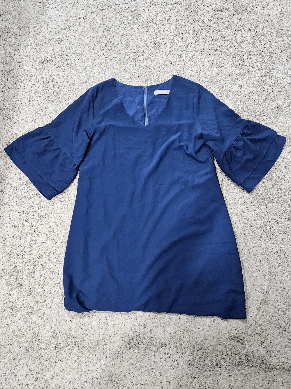 Navy V-Neck Bell Sleeve Women's Top